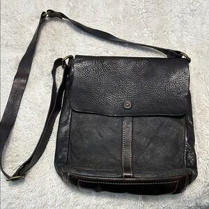 Campomaggi Black and Brown Leather Messenger Bag